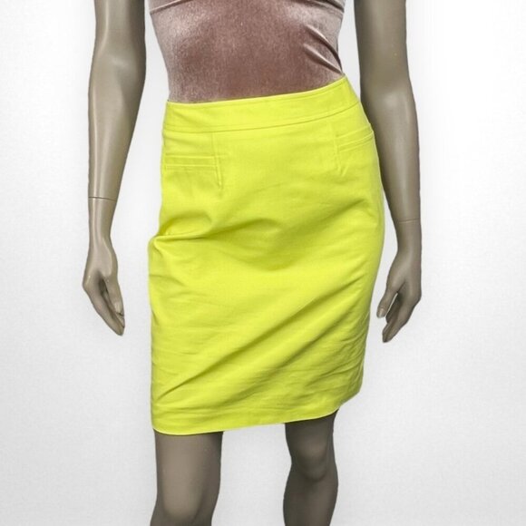 HALOGEN 0 Bright‎ Yellow Pencil Skirt Summer Office Wear Neon Yellow - Picture 1 of 7